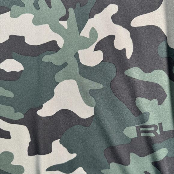 RLX Ralph Lauren Polo Shirt Mens Medium Green Camo Golf Wicking Stretch Tech - Picture 12 of 13